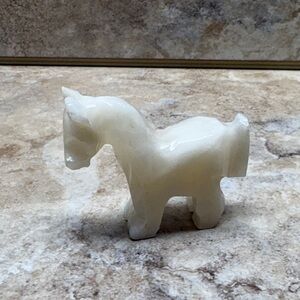 Vintage Hand Carved Marble Onyx Stone Horse Donkey Pony Figurine 2.1/4”Inch Tall